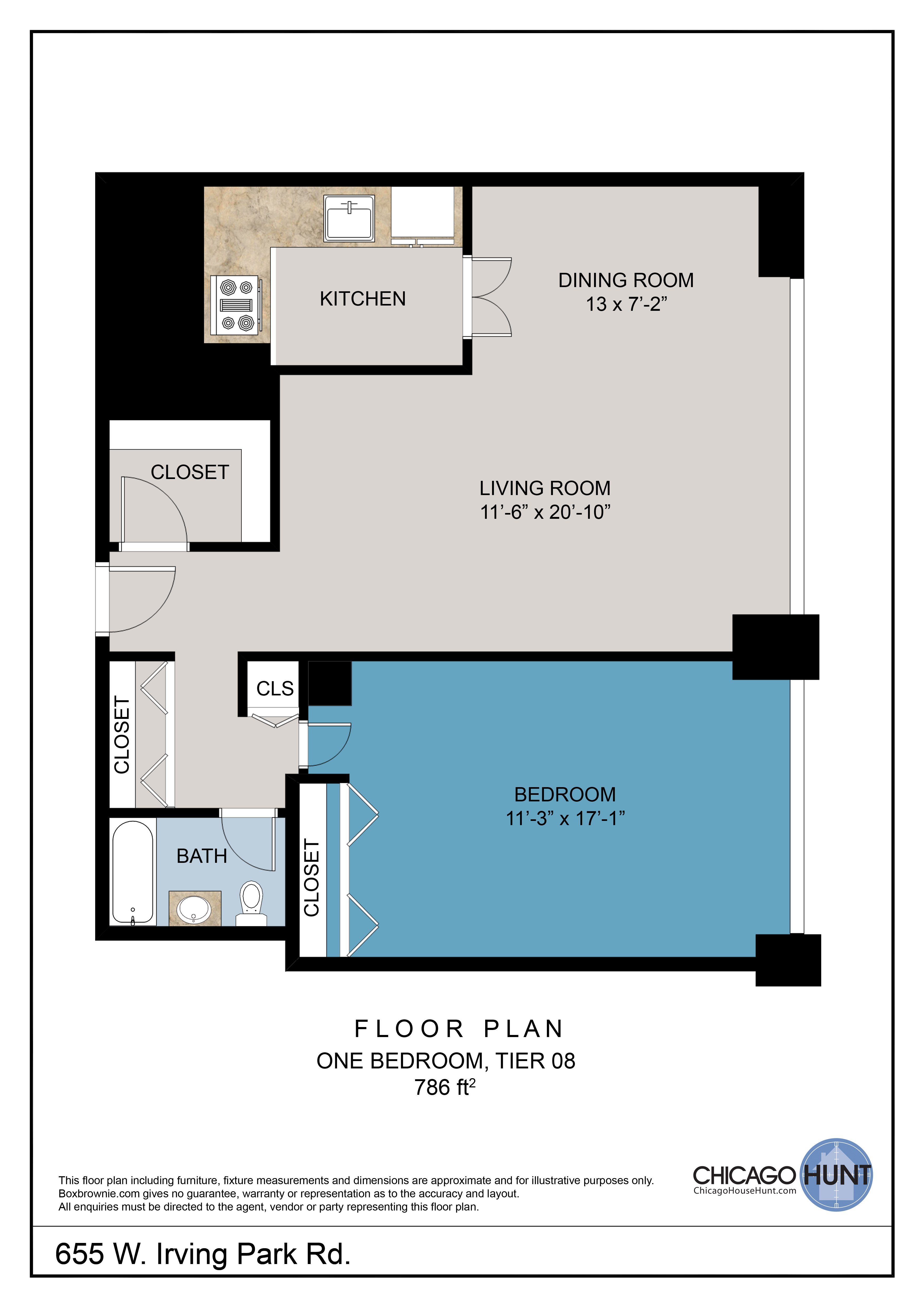 655 Irving Park, Park Place Towere - Floor Plan - Tier 08